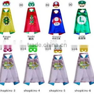 Double Layer 70cm Satin Kids Super Mario Bros Costume Cape and Masks thumbnail-3