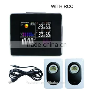 Wireless RCC Weather Station With Hygro-thermometer/ Black Wifi Weather Station Clock With 2 Sensors by Radio Controlled Clock thumbnail-1