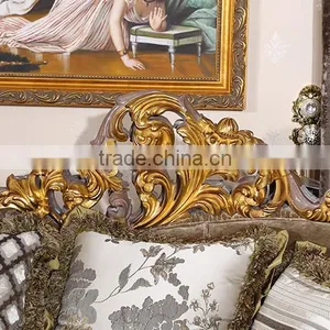 Gold Leaf Finished European Palace Hand Carved Sofa, European Living Room Furniture Set(MOQ=1 SET) thumbnail-2