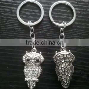 Wholesale Rhinestones Jewelled Night Owl Design Metal Alloy Key Chain thumbnail-1