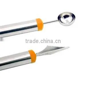 Factory Wholesale 2 in 1 Stainless Steel Fruit Carving Knife Melon Baller thumbnail-6