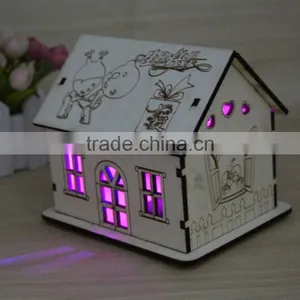 DIY Dream Luminous House Wood Money Saving Box Creative Birthday Gift thumbnail-3