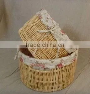 2013 Latested New Design Willow Wicker Laundry Basket With Lid and Fabric Fou Big Hotel thumbnail-1