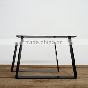 16 Inch Iron Black Powder Coated Trapezoid End Table Metal Leg thumbnail-4
