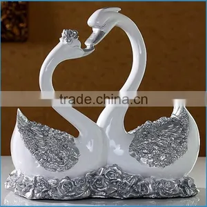 Gold Resin Swan Couple Decoration, Resin Statues thumbnail-4