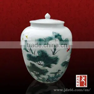 New Year Gift Hand Paintd Lotus Blue and White Ceramic Wine Jar for Best Sale thumbnail-1