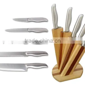 5-Pieces Knife Set: 5 Knives in Quality Blade + 2 Color Wooden Knife Block. thumbnail-1