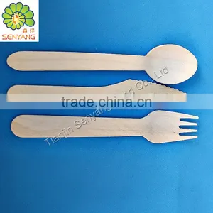 160mm Custom Printed Wooden Spoon Fork Knife for Cutlery Set thumbnail-3