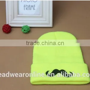 Custom Fashion High Quality Moustache Embroidey Knitted Hats And Beanie Hats thumbnail-6