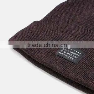 Fashion Custom Woven Label Grey Mixed Yarn Beanie thumbnail-3