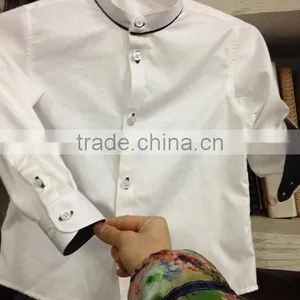 Custom Boys Dress Shirts Wholesale Banded Collar White Dress Shirts thumbnail-2