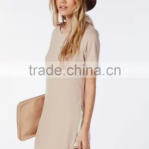 2016 Best Selling Custom Ladies Fashion Split Side Long t Shirt thumbnail-3