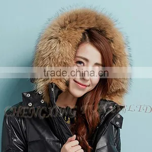 CX-A-01D Colorful Super Quality Big Real Raccoon Fur Trim For Hood thumbnail-1