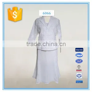 Women Embroidery White Skirt Church Suit thumbnail-1