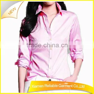 Silk Long Sleeve Plain Pink Shirt thumbnail-1