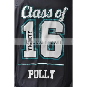 Men Wholesale Satin Wool With Black Leather Sleeves Custom Bomber Varsity Jacket thumbnail-5