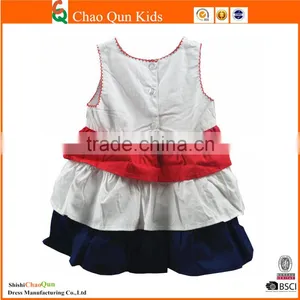 Latest Baby Cotton Frocks Designs Sleevess Tiered Bow Kids Dress thumbnail-2