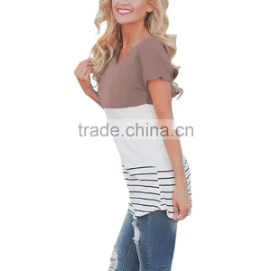 Custom Fashion Ladies Short Sleeve Blouses for Wholesale 2017 thumbnail-4