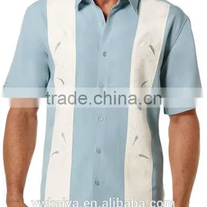 Contrast Panel Bamboo Embroidered Rayon Shirt thumbnail-1