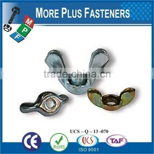 Made in Taiwan Brass Plated Coarse Thread Zinc Plating Steel Stamped Wing Nut thumbnail-5
