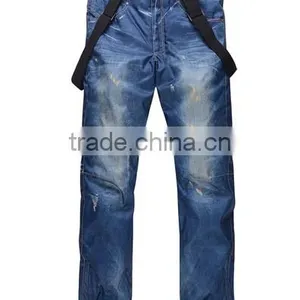 Custom Snowboard Bib Jean Pants Wholesale Jeans Ski Pants Mens Fashion Bib Denim Ski Jean Pants thumbnail-1