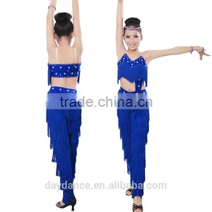 Professional Girls Fringed Latin Clothes&Pants Kids Ballroom Tango Salsa Dance Costumes thumbnail-3