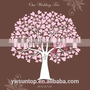 Heart Tree Fingerprint Signature Canvas Painting Wedding Attendance Album Cheap Wholesale thumbnail-1