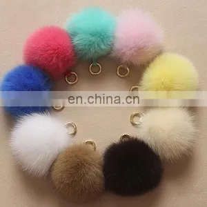 Multicolor Fox Fur Pom Pom Keychain thumbnail-4