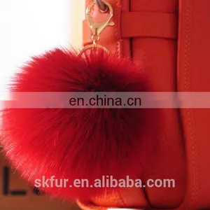 Handmade Colorful Faux Fur Pom Pom Keychain thumbnail-1