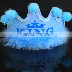 MCH-2317 New Wholesale Party Decoration Led Flashing Happy Birthday King Princess Tiara Crown Headband Hat for Kids thumbnail-3