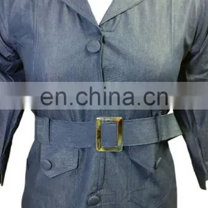 Dubai 2017 Designer Denim Women Coat / Jeans Material Attractive Stylish Denim Jacket / Latest Casual Wear Jacket (dubai Abaya) thumbnail-2
