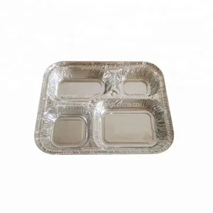 Food Lunch Box 4 Compartment Rectangular Disposable Aluminum Foil Container thumbnail-1