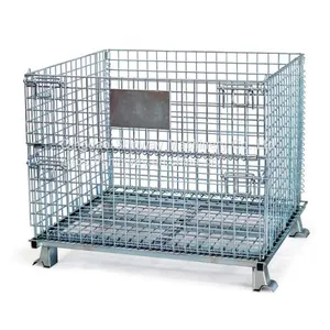 Galvanized Foldable Wire Metal Storage Cage Backet Box thumbnail-1