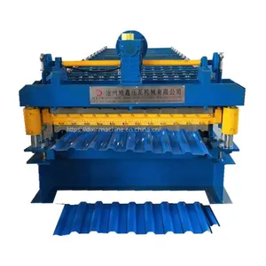 Roof Tile Trapezoidal Double Layer Roll Forming Making Machine for China thumbnail-1