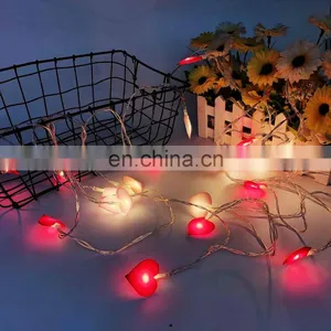 Romantic Bedroom Wedding Party Decoration 20 LEDS Cloth Heart Shape Mini Fairy String Light thumbnail-5
