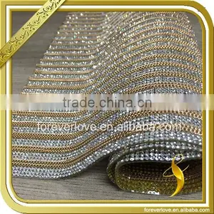 Hot Fix Rhinestone Covered Fabric Mesh Trimming Rhinestone Sheet FRM-225 thumbnail-1