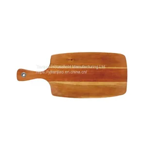 Acacia Wood Serving Board Rectangle Shape Cutting Board With Paddle Handle Large Tray Wooden Chopping Block thumbnail-4