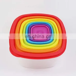 7 Pcs Rainbow Storage Box 14Pcs Plastic Food Container With Lid thumbnail-5