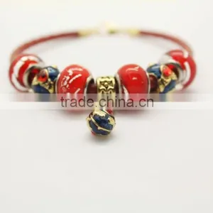 Handmade Braided Leather Bracelet With Murano Glass Lampwork Beads thumbnail-6