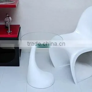 Unique Design Fiberglass Base Glass Side Table Teardrop Coffee Table thumbnail-4