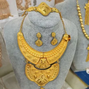 Mali 24K Dubai Gold Color Jewelry Set, African Bridal Wedding Jewelry Set for Women, Wholesale From 12 Pieces. thumbnail-1