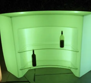 Modern Design Luxury LED Outdoor Bar Counter Furniture Mobile Bar Stool and Chair Cocktail Table Hookah Set for Events thumbnail-1