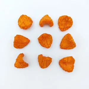Wholesale Fried Kimchi Flavor Wavy Triangle Rice Crackers, Crispy Grain Puff Snacks, Asain Savory Grain Snacks OEM Private Label thumbnail-3