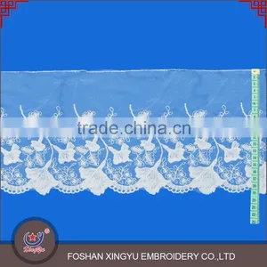 High Quality Wholesale Custom Garment Accessories Embroidery White Cotton Lace Fabric Bridal Neck Trim thumbnail-1