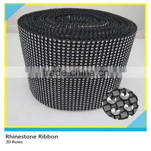 30 Rows Crystal Plastic Wedding Decoration Diamond Wrap 10 Yards thumbnail-1