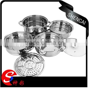Caitang Shencai Stainless Steel 4layer Steamer Pot With Glass Lid Cover thumbnail-2