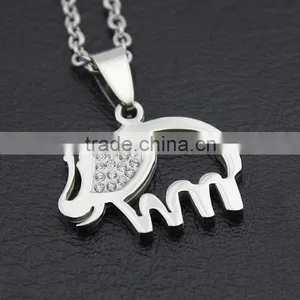 High Quality Stainless Steel Cute Elephant Necklace Diamond Elephant Pendant Necklace Wholesale thumbnail-5