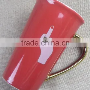 2015 Hot Sell Red Mugs With Gold Colour thumbnail-5