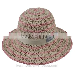 Fashion Ladies Summer Promotional Cheap Beach Hat Paper Straw Hat thumbnail-6