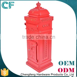 China Manufacturer Crown Decorative Modern Red Antique Mailbox Letterbox thumbnail-2